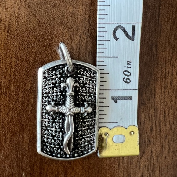 ❗️SOLD❗️TWISTED BLADE DOGTAG PENDANT WITH AN ANTIQUE Antique 925 Silver - Picture 3 of 4